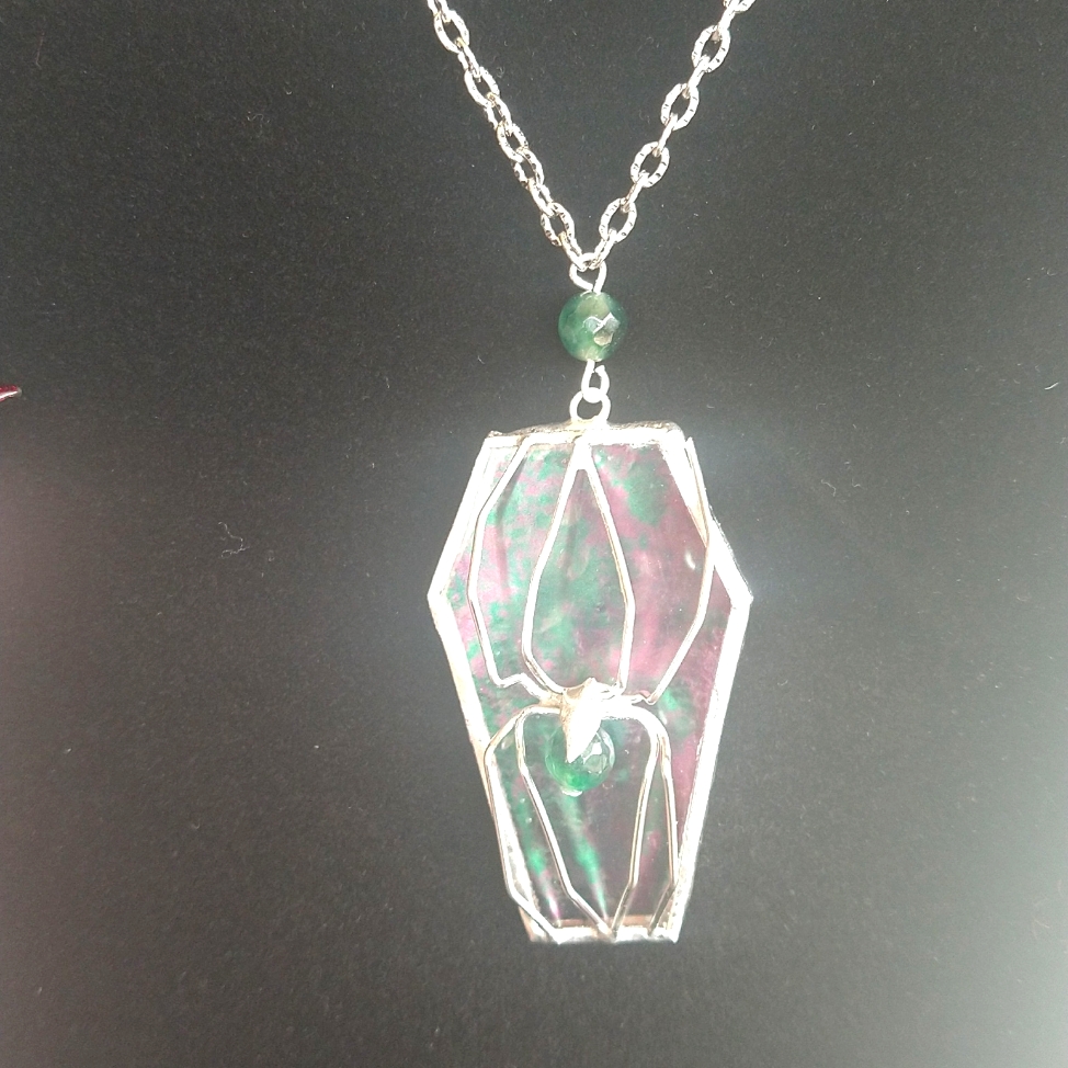Stained Glass Spider Necklace